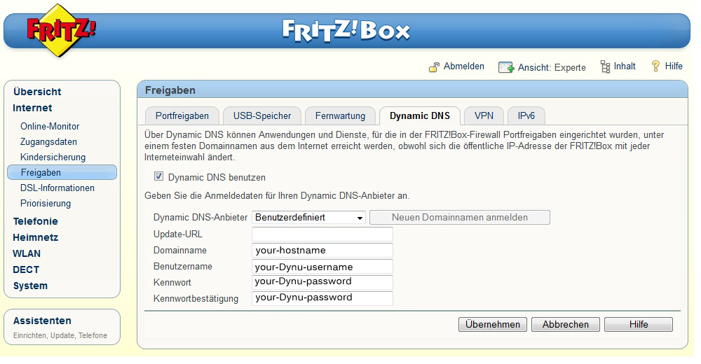 Fritzbox Dynu Dynamic DNS