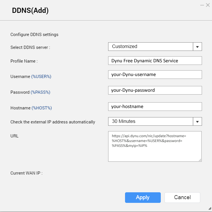 QNAP Dynu Dynamic DNS