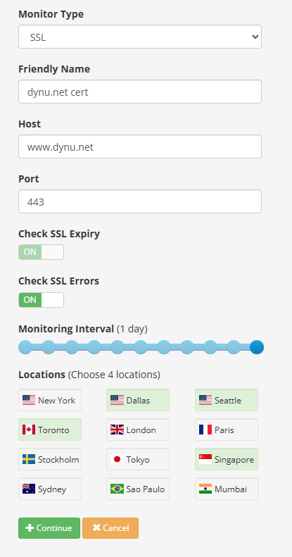 SSL Monitor Dynu System Monitoring & DNS Failover