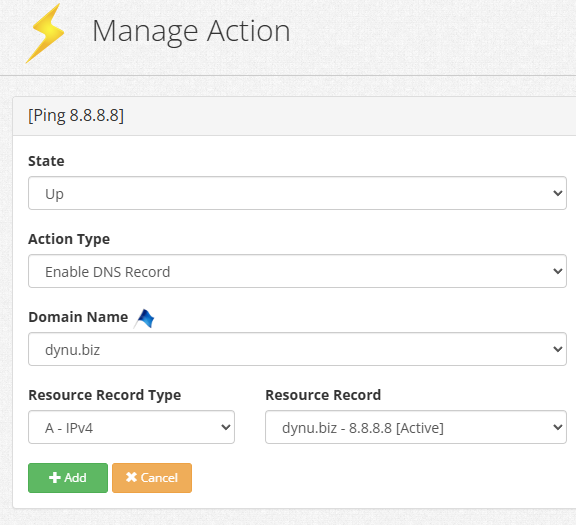 Failover Action - Disable Backup DNS Record when Up