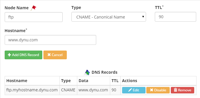 CNAME Record Dynu Dynamic DNS