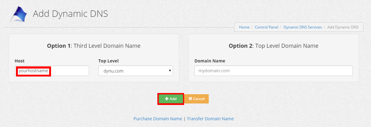 Set up dynamic DNS hostname