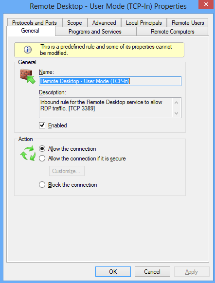 Open Windows Firewall for Remote Desktop