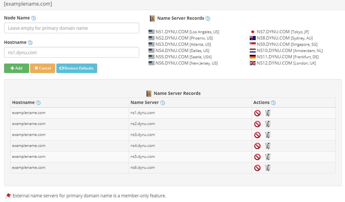 Name Server Record Dynu Dynamic DNS