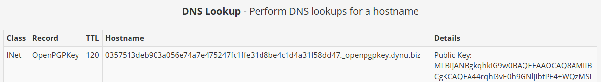 OPENPGPKEY Record Dynu Dynamic DNS
