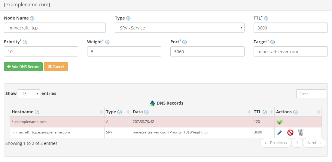 SRV Record Dynu Dynamic DNS