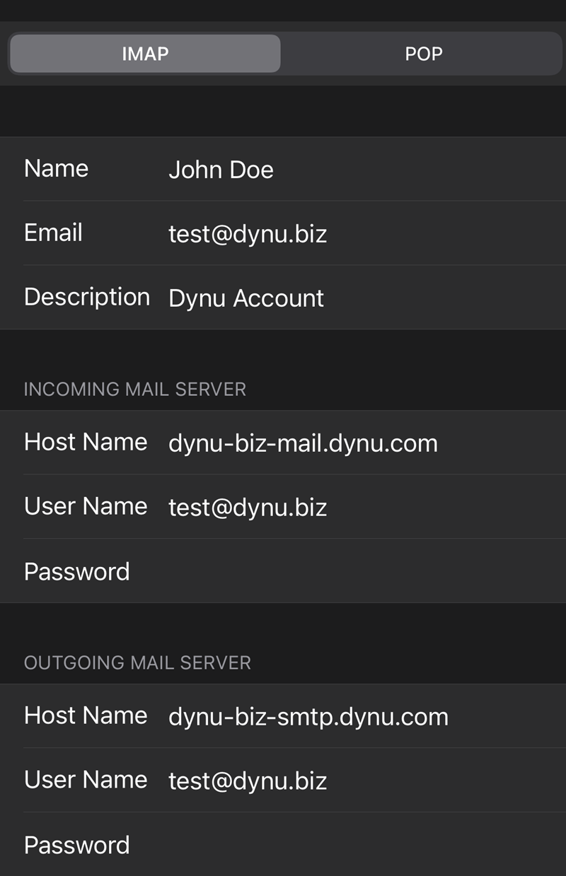iPhone Mail Client Configuration
