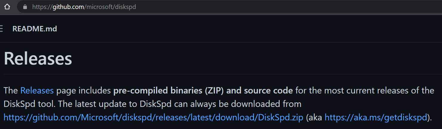 Download DiskSpd utility