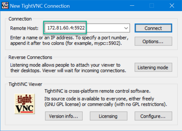 Connect with VNC client